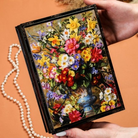 Bouquet "Bouquet in a vase", 16 × 22 cm, lacquer miniature, mix-2