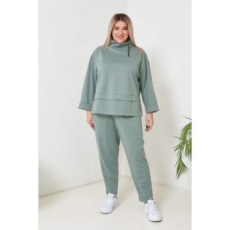 Female suit, size 68, green color-1