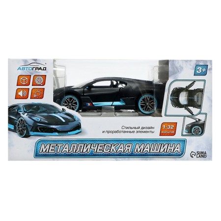 Metal car "coupe", 1:32, doors, hood, trunk, inertia, black color are opened-5