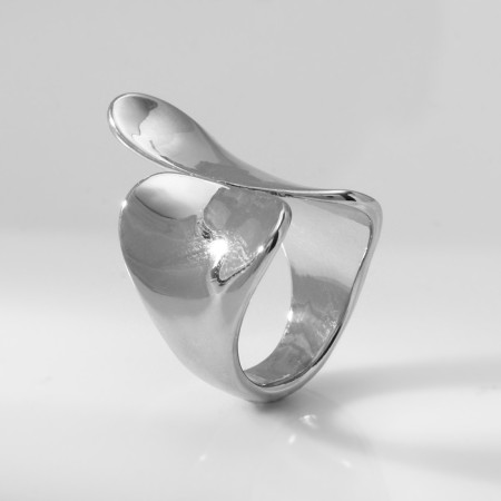 Ring Metal "Trend" two petals, color silver, size 16-2