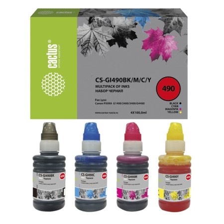 Cactus CSTus CS-GI490BK/M/C/Y GI-490 4x100ML multicolor set for Canon Pixma G1400/G24 107629-1