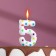 Candle in a cake for Birthday "Color Confetti", number "5", 5.5 cm