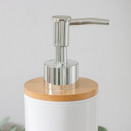 Bamboo liquid soap dispenser, 320 ml, white color-1