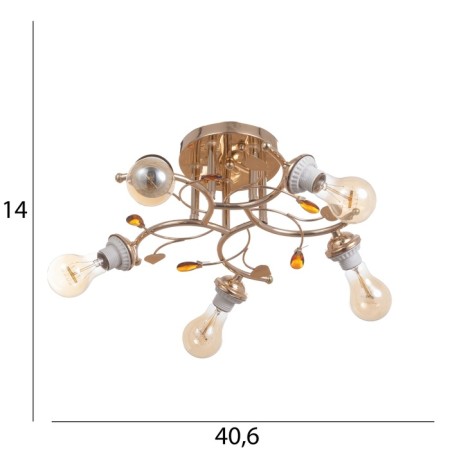 Greta chandelier BP 5x40W E27 Gold Model: 2600553-9