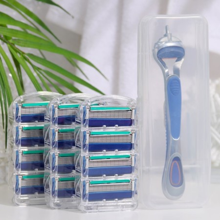 The machine is a razor and 12 interchangeable cassettes of blades, compatible with Gillette Fusion