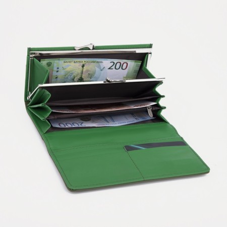 Women's wallet on magnets, green color-3