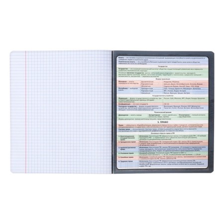 Subject notebook, 48 sheets, cage, social studies Erichkrause "Chubrik", plastic cover silk-screen cover, Blok OFSET 100%, information block-8
