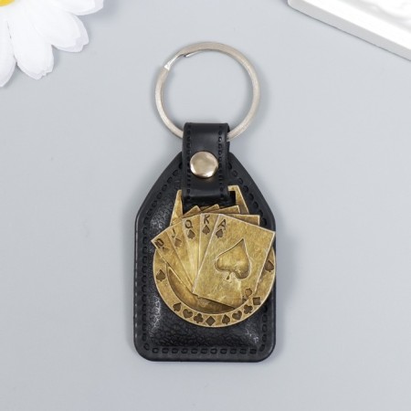 Брелок кожзам, металл "Карты" 6,8х4 см