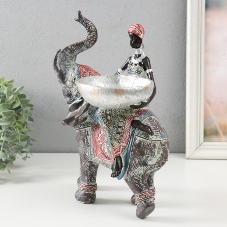 Souvenir Polystone stand "African on the elephant" 23x15.5x29 cm-1