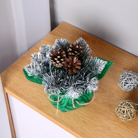 New Year's composition "Interior Snow White" with cones 20 cm