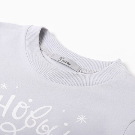 New Year. Pajama nursery (longshille/trousers), gray/red color, height 140 cm-1