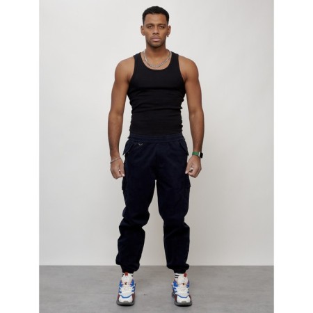 Cargo jeans men, size 44-46, dark blue color-7