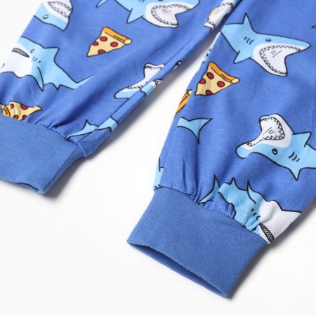 Pajamas for boys, blue color/sharks, height 98 cm-4