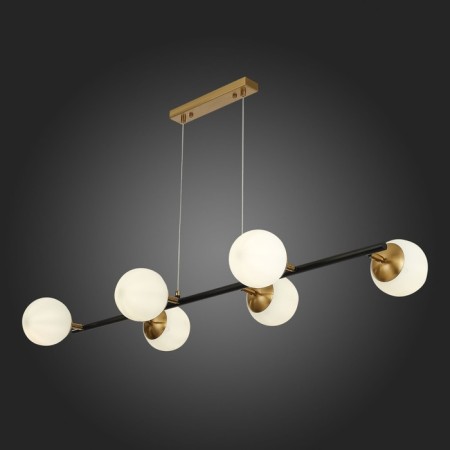 Suspended EVOLUCE lamp. Sle220403-06. Forli. 6x60 watts, E27, 105x40x18 cm, black color, brass-2