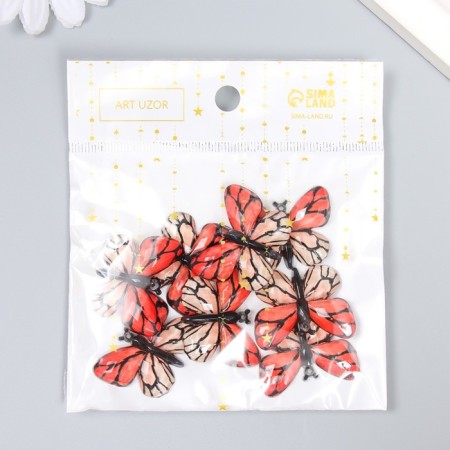 Decor for creativity plastic "Butterfly, red-pink wings" 2.5x3.2 cm-3
