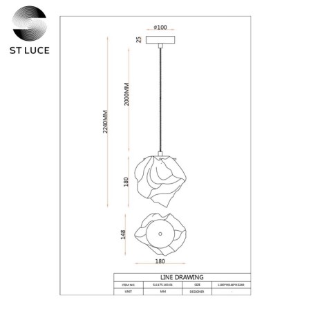 STL LUCE Sus. SL1175.303.01. Portici. 1x40 W, E14, 18x18 cm, brass color-6