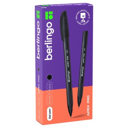 Gel handle Berlingo Apex Pro black, 0.5mm, trihedral case-2