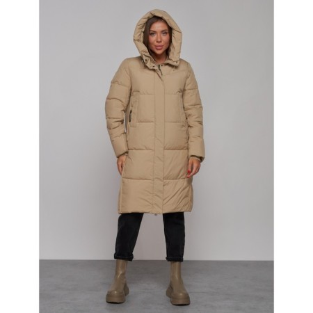 Coat insulated winter female, size 44, color light brown-4