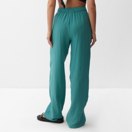 Women's trousers, free cut MIST MUSLIN size l, col. turquoise-3