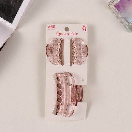 Hair crab "Florian" (set of 3 pcs) Geometry, 6.5 and 4 cm, pink
