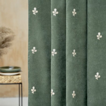 Set of curtains "Ginko", size 145x270 cm, emerald color-5