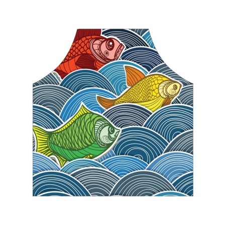 Apron of a kitchen with a photo print "Colorful fish on the waves", adjustable, size OS-2