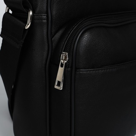 Male bag over the shoulder, Textura, artificial leather, black color-3