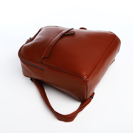 Women's backpack made of artificial leather with lightning, 2 pockets, brown color-4