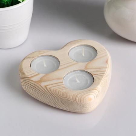Silent Wooden under 3 candles "Heart", array, 12.5 × 12 × 3 cm