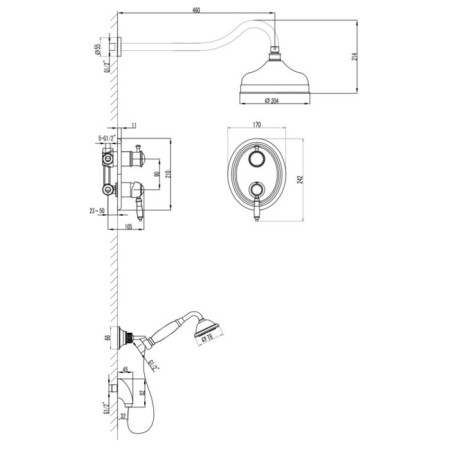 Lemark Villa lm4829c shower system, one -rod, tropical shower, watering can, hidden, chrome-1