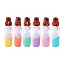 A set of markers of textbooks 6 pieces of 6 colors, in the pencil case on the zipper of Capybara