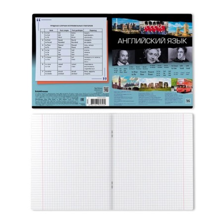 Subject notebook, 36 sheets, cage, English, Erichkrause "Timeline", coated cardboard, Bloc Offset 100%, information block-6