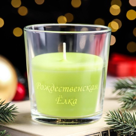 Candle in a glass of aromatic "Christmas tree", 6.5x8 cm, green-1