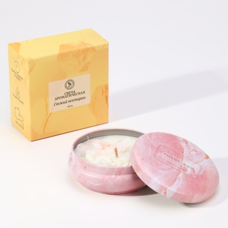Aromatic candle made of soy wax with dried color "fresh nectarin", 3x8.5 cm, 110 g-3