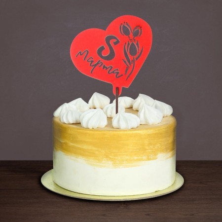 Topper for Cake "Since March 8" Color, mix, assorted-2