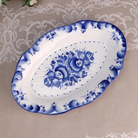 Dish "Flowers", 30 × 19 × 3.5 cm, gzhel-5