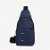 Male sling bag from textiles, headphone opening, blue color