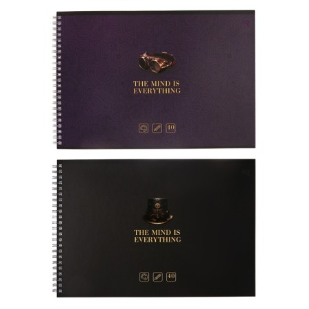 Album for drawing A4, 40 sheets on the crest "Steampank", cover coated cardboard, matte lamination, selective varnish, block 100 g/m2, mix