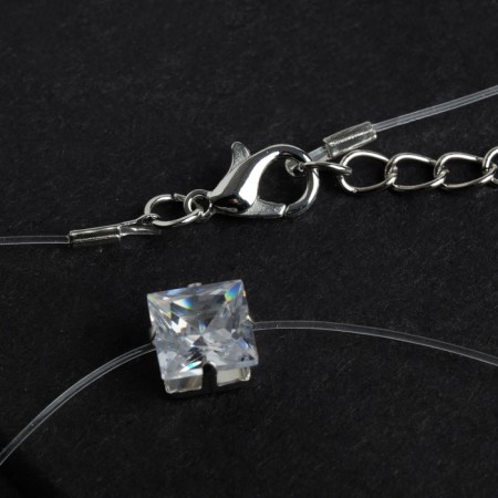 Piece "on the fishing line" Cube, white color in silver, 30 cm-1