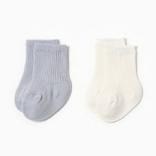 Set of socks of crumb I am Basic Line, 2 pairs, 0-6 months., Milk/gray