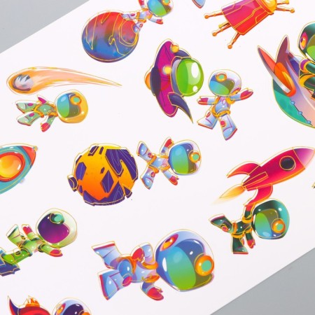 Stickers Paper "Cosmonauts" set 2 sheets 20x15 cm-1