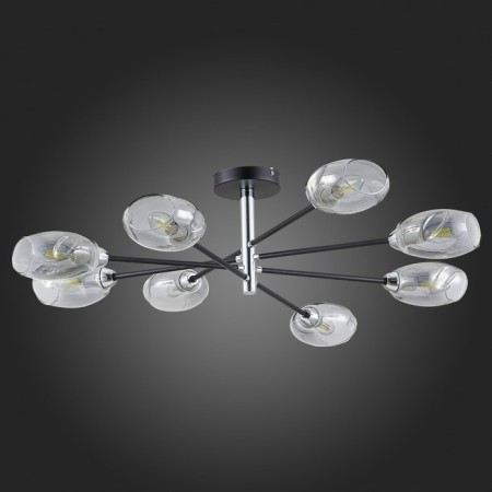 Ceiling EVOLUCE lamp. Sle155512-08. Gloa. 8x40 watts, E14, 84x84x22 cm, black color, chrome-4