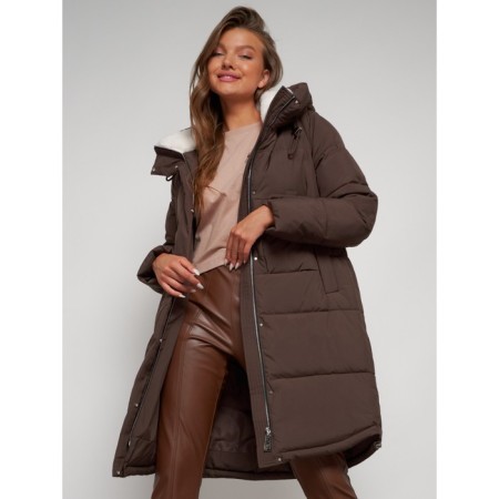 Coat insulated winter female, size 52, brown color-18