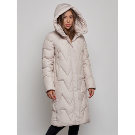 Coat insulated winter female, size 44, beige color-5
