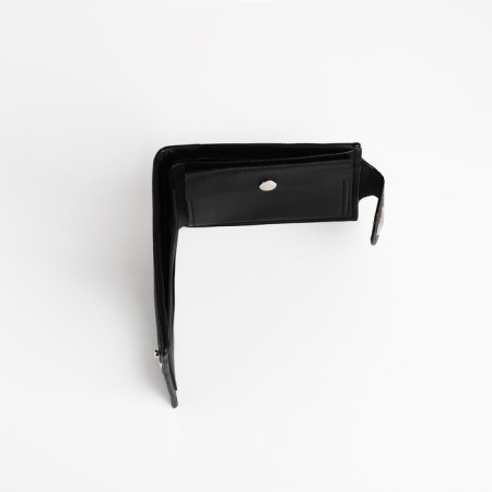 Male purse for magnet, department for bills, for maps, for coins, black color-3