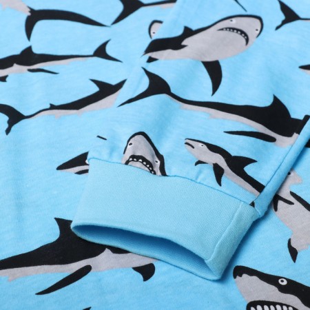 Pajamas for boys, blue color/sharks, height 134 cm-2