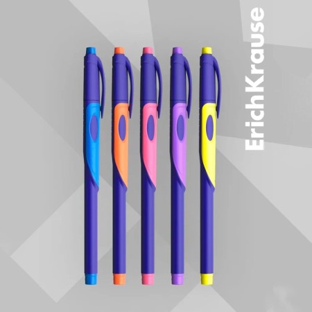 Ballic Handle Erichkrause Ergoline Kids Ultra Glide, first-grader, ergonomic holder, Soft-Touch building, node 0.7 mm, blue ink, mix-8