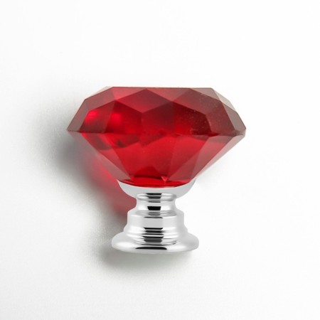 Handle button cappio, red color "diamond", glass, d = 25 mm-6