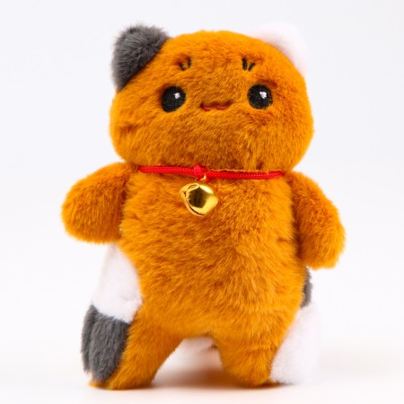 Soft toy "cat" on a key fob, 14 cm, brown color-1