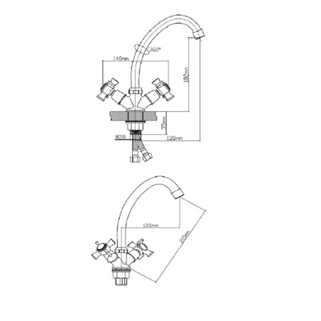 Kitchen mixer BOOU BA5333-8F-B723, two-wound, brass, chrome-4